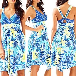 Lilly Pulitzer Blue and Yellow Midi Dress
